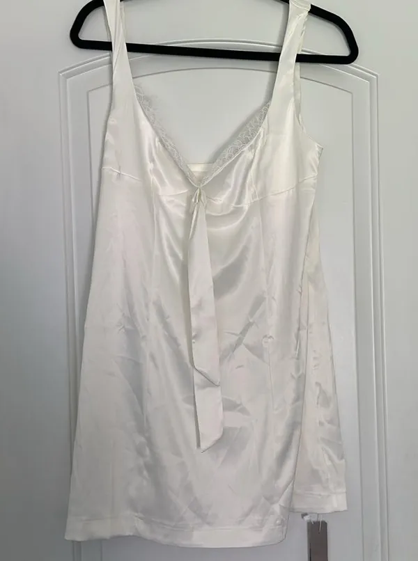 Missguided Satin Lace Trim Bow Front Mini Sleep Dress Sz XL - Image 7