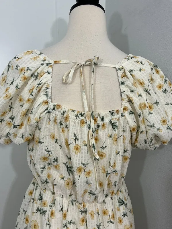 New Love Riche Small White Yellow Floral Off Shoulder Dress - Image 5
