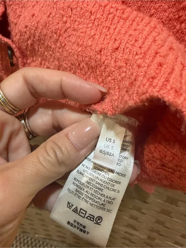 Free People Found My Friend Cardigan Coral Boucle Size Small EUC - Image 3