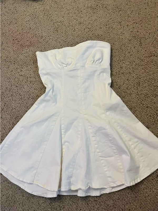 Mini Jean Dress Urban Outfitters White - Image 4
