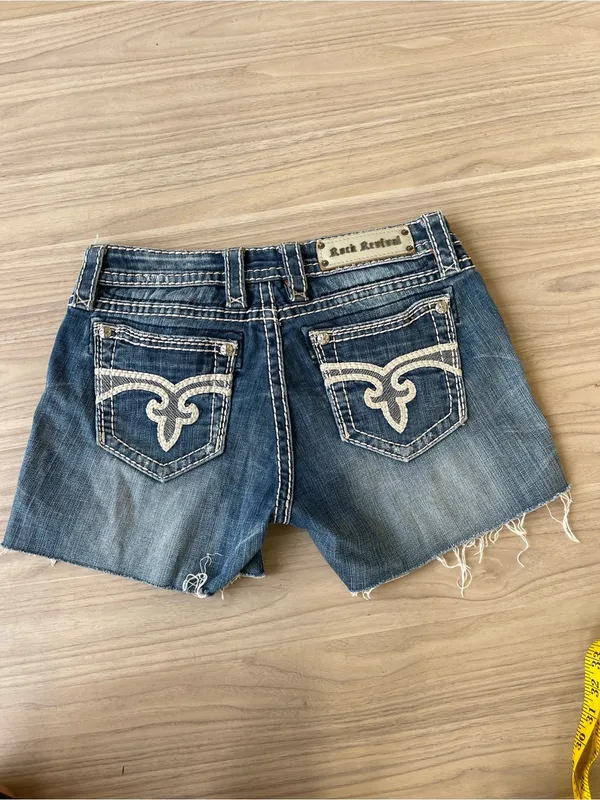 Rock Revival Distressed Blue Denim Cutoff Shorts - Image 2