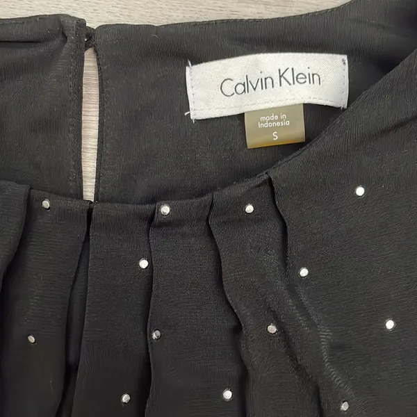 Calvin Klein Black Silver Studded Sleeveless Keyhole Back Tank Top Size Small - Image 9