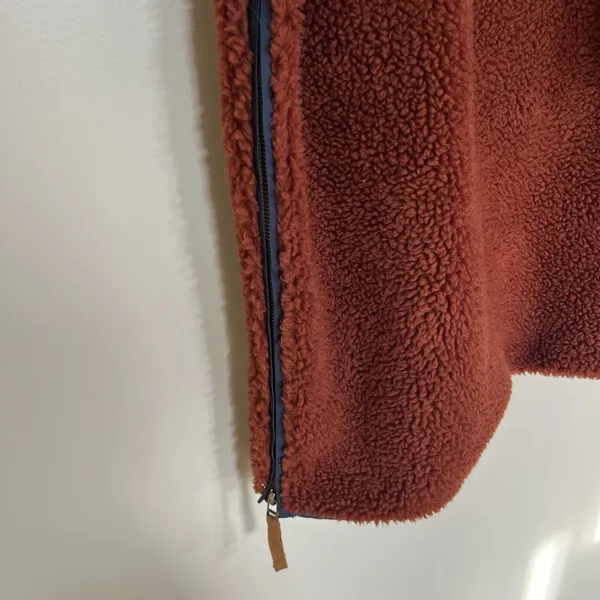 LL Bean Signature Jacket Womens Large Orange‎ Sherpa Fleece Cowl Neck Pullover - Image 7