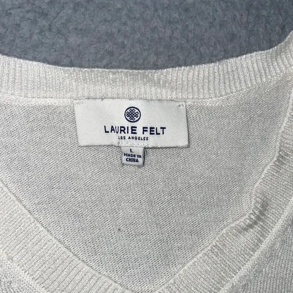 Laurie Felt Sweater‎ Women Large Cashmere Blend Heart V Neck Long Sleeve - Image 8