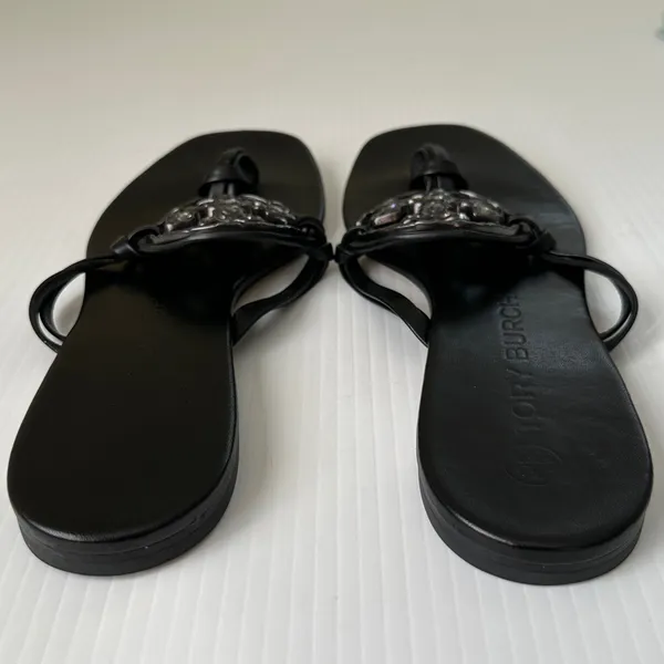 Tory Burch Jeweled Miller Sandals Perfect Black, 9.5 - Image 7