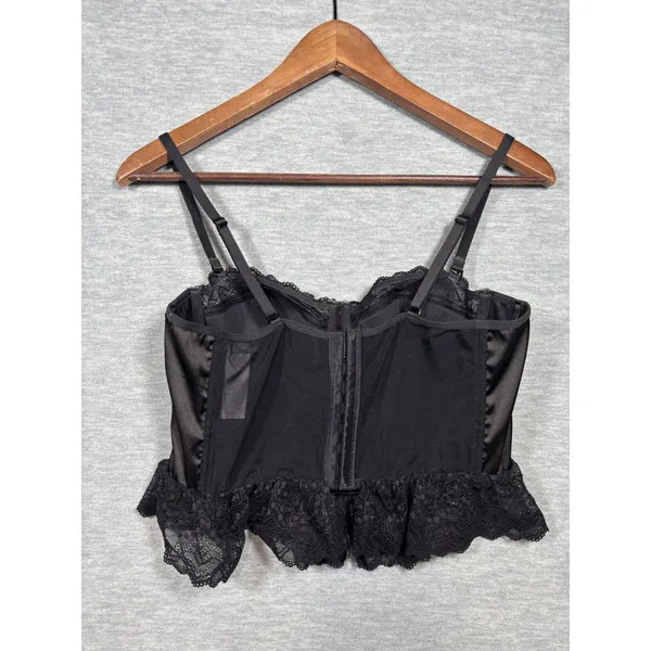 Sincerely Jules Womens M Top Black Lace‎ Trim Corset Bustier Satin Whimsigoth - Image 3