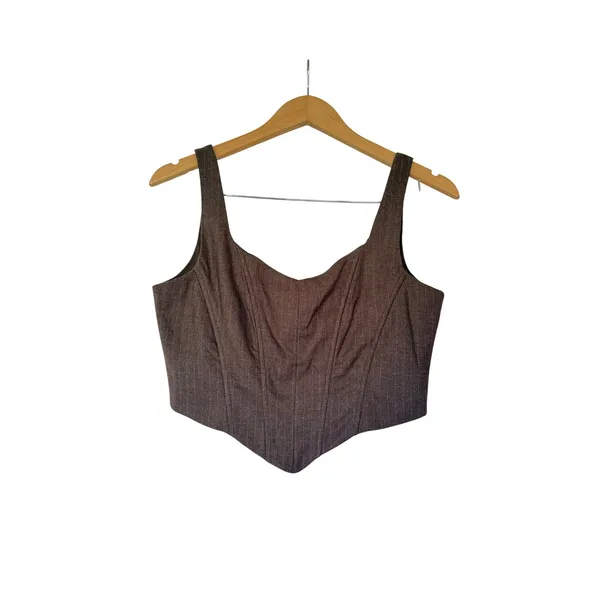 Sage The Label Brown Pinstripe Corset Crop Top Sweetheart‎ Neckline Size M NEW - Image 2