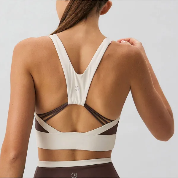 Berlook Activewear Coffee Contrast U Neck Sports Bra - Light Support - Image 3