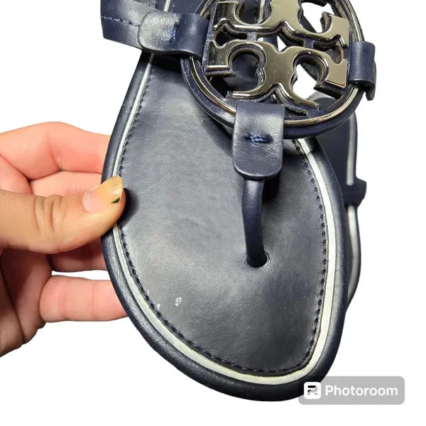 Tory Burch Miller‎ Perfect Navy/ Silver Sandals Size: 6 - Image 3