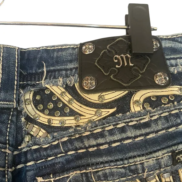 Miss Me Blue Easy Boot Distressed Embellished Classic Denim Jeans Women Sz 29 - Image 14