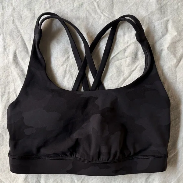 Lululemon Women's Black Camouflage Sports Bra - Image 3