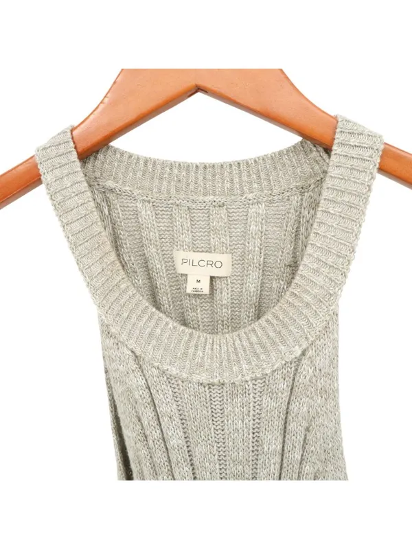 Anthropologie Pilcro Halter Ribbed Sweater Tank Top in Grey M - Image 6
