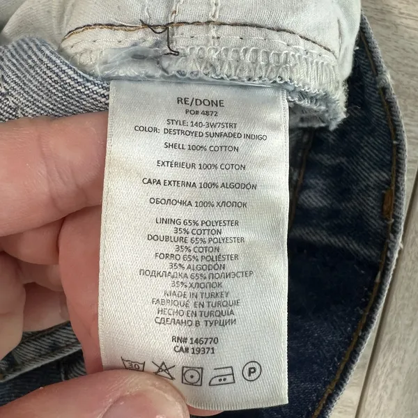 RE/DONE 70's Straight Jeans Women's Size 28 Destroyed Sunfaded Indigo High Rise - Image 11