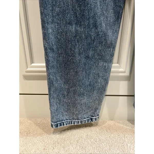 Forever‎ 21 Zip Front Denim Overalls Patch Pocket Boho Retro Medium Wash - Image 4