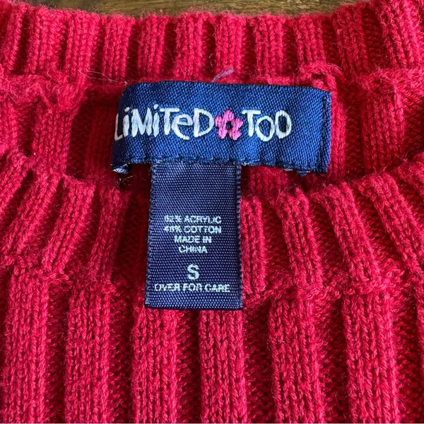Vintage Y2K 90’s Limited Too Logo Sweater Stripe Knit Ribbed Academia Red Blue S - Image 7