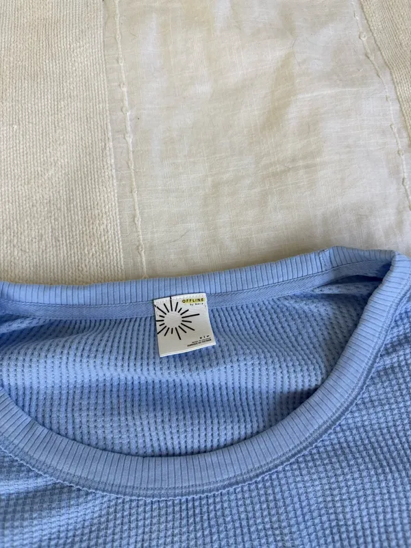 Offline by Aerie Light Blue Waffle Scoop sweater NWOT - Image 2