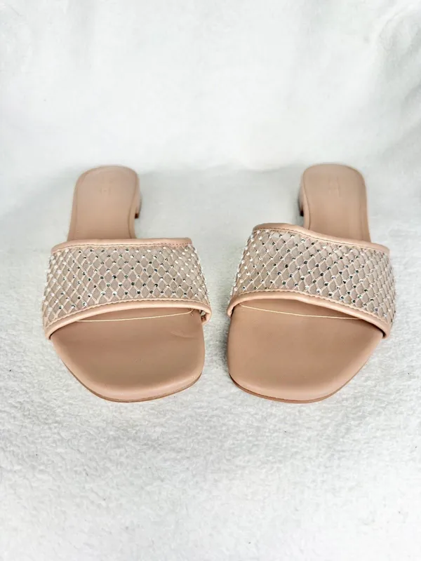 J.Crew Factory Nude Rhinestone Mesh Sparkle Slide Sandals CI954 Sz 10M - Image 4
