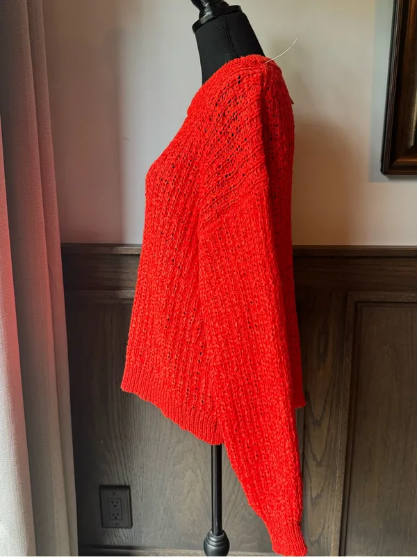 a new day bright orange open knit Crewneck Sweater xxl nwt - Image 3
