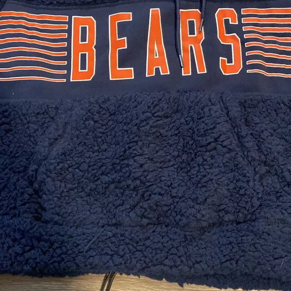 NFL New! Chicago Bears womens navy blue sherpa hoodie size L - Image 7