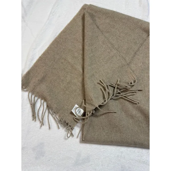 Cristina Chiti 100% Cashmere Scarf Made in Italy Taupe Beige 10x72 Fringe - Image 6