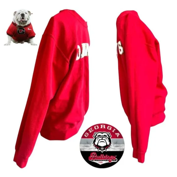 Christmas Georgia Bulldogs Glitter Sweatshirt Unisex Small Red Dawgs Football - Image 9