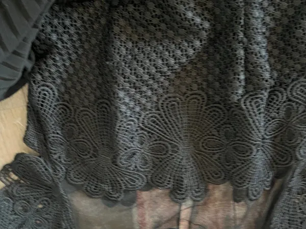 ZARA BLACK‎ GUIPURE LACE MIDI DRESS SHEER size Small - Image 14