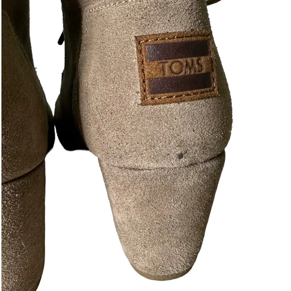 TOMS Ankle Booties Suede Leather Lace Up Wedges Women's‎ Shoes Size 8 - Image 9