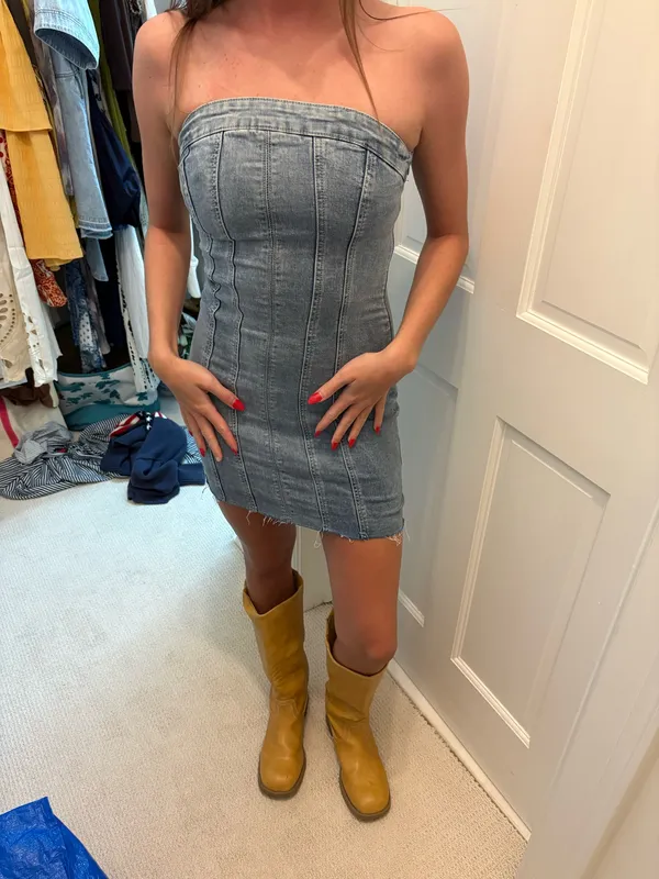 Princess Polly strapless denim mini dress - Image 2