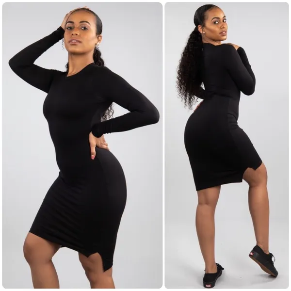 BuffBunny‎ Womens Black Fall In Love Athleisure Compression Bodycon Dress Size M - Image 2
