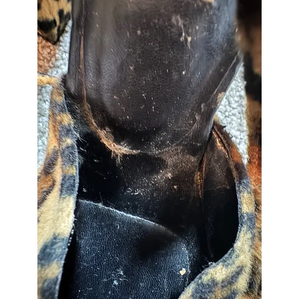 Too Sexy Leopard Print Faux Fur Platform Block Heels Ankle Strap Pumps 7.5 - Image 7