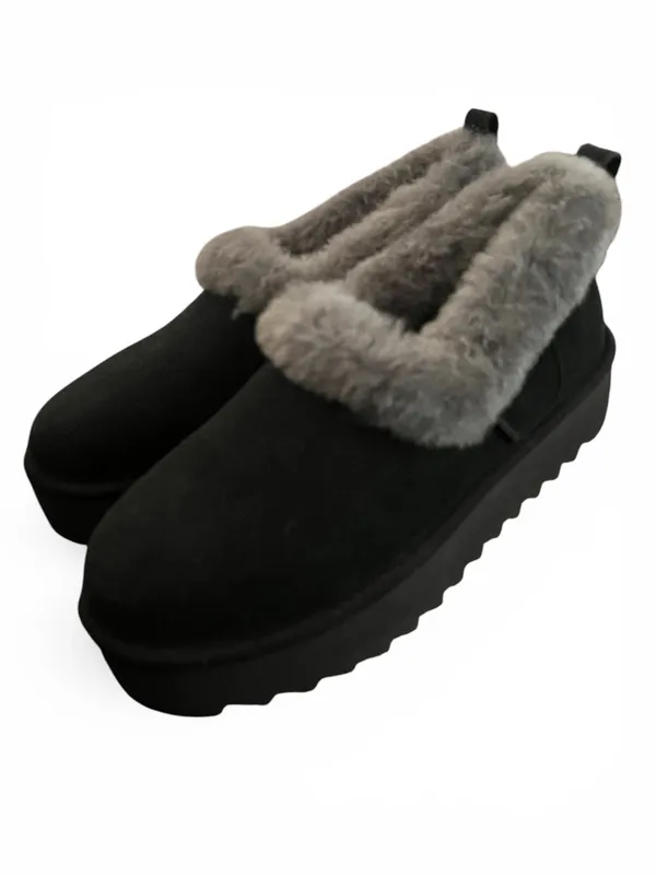 UGG Nita Genuine Shearling Slipper Black Gray Platform NWOB Women’s 7 - Image 4