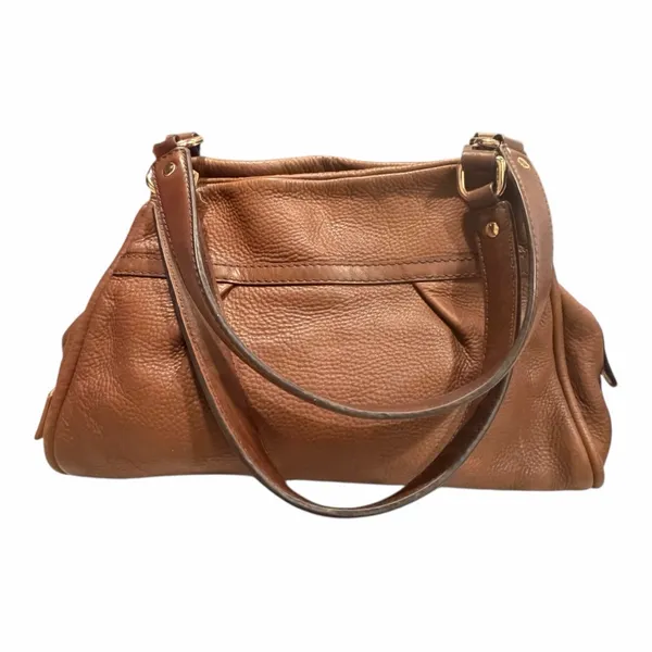 UGG‎ Brown Pebbled Leather Shoulder Bag Gold Hardware Zip Top Crossbody Purse - Image 2