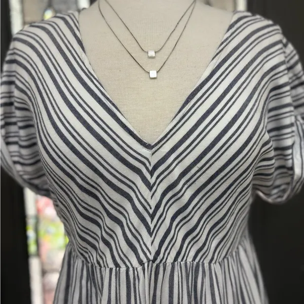 Isabel Maternity Striped V-Neck Dress - Image 3