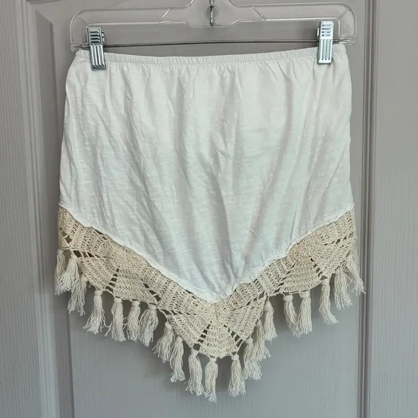 Free People Womens White Cotton Crochet Tassel Handkerchief‎ Tube Top Small Boho - Image 13