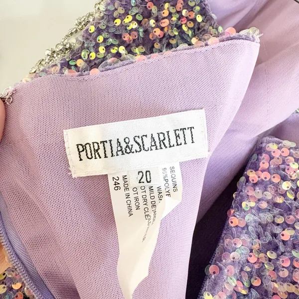 Portia‎ & Scarlett Womens Lavender Sequin Rhinestone Glam Prom Pageant Gown 20 - Image 11
