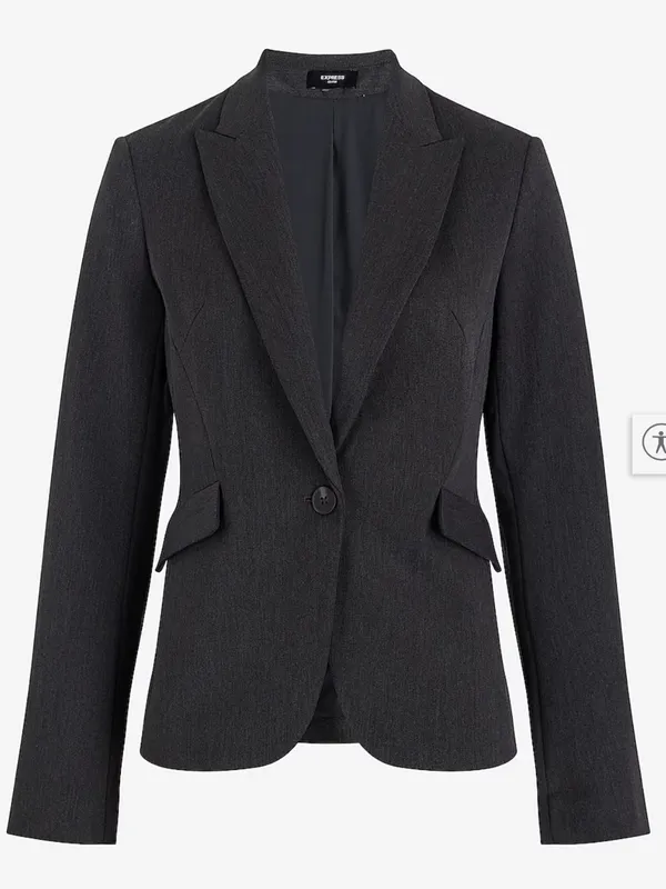 Express Editor Women’s Fitted Gray One Button Blazer with Black Lining - Image 6