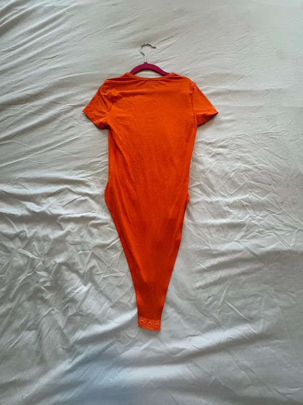 SheIn Orange bodysuit with high neck and short sleeves - Image 4