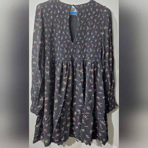 Women's American Eagle Outfitters Black Ditzy Floral‎ Long Sleeve Mini Dress M - Image 2