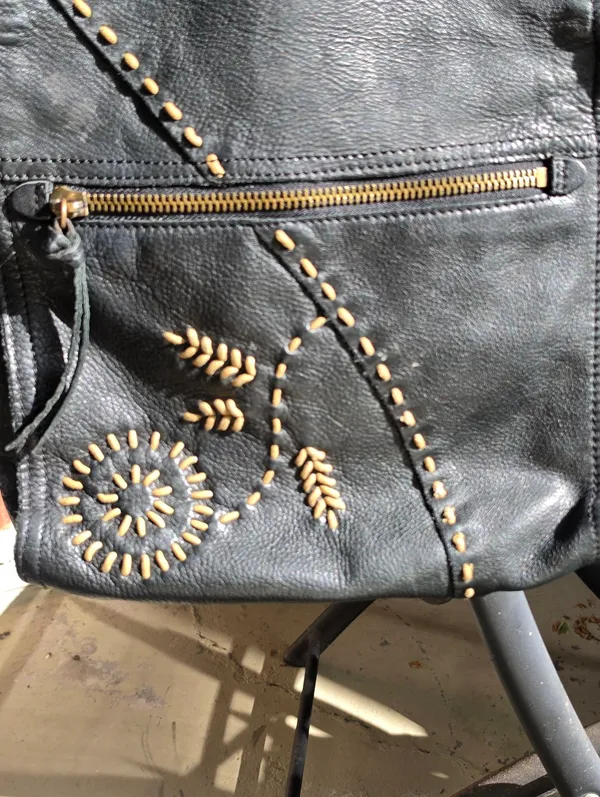 Lucky Brand Black Leather Fold Over Purse NO Shoulder Strap - Image 2
