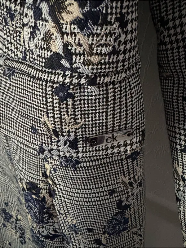 Calvin Klein double-breasted long blazer trench jacket floral print women sz 4 p - Image 9