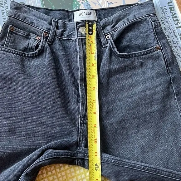 AGOLDE Riley High Rise Straight Crop Jeans Washed Black‎ 100% Cotton Size 24 - Image 6