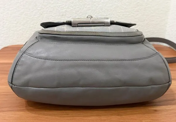 COACH 18287 Kristin Spectator Gray Leather w/ Croc Embossed Trims Handbag - Image 4
