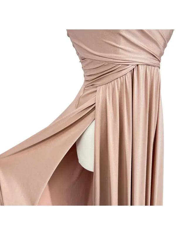 La Femme Blush Pink Strapless High Slit Floor-Length Formal Gown Size 6 - Image 10