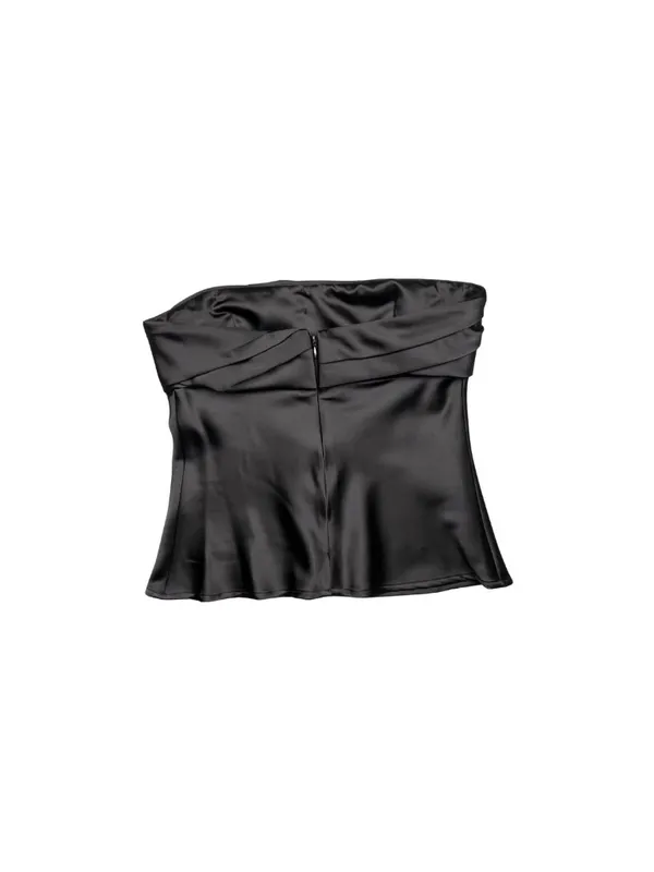 NWT Zara Black Satin Strapless Cross Front Tube Top S - Image 3