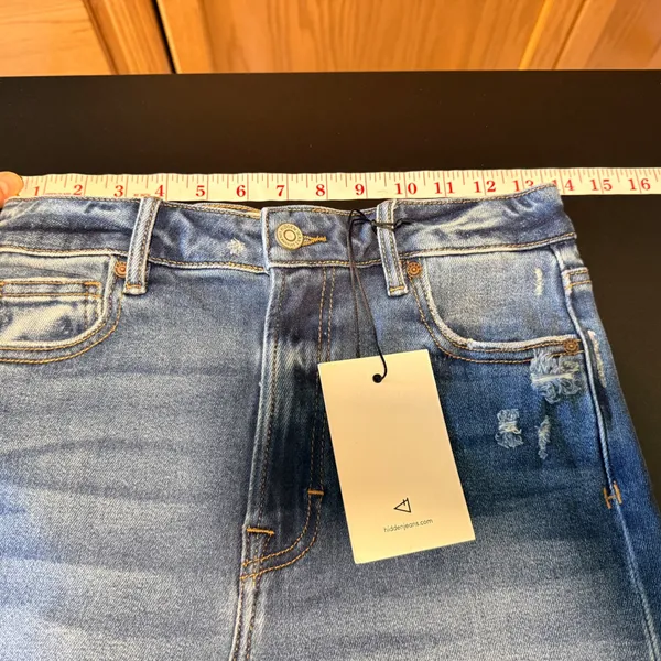 Hidden Jeans Tracey High Rise Straight‎ Leg Distressed Blue Denim Jeans Size 27 - Image 9