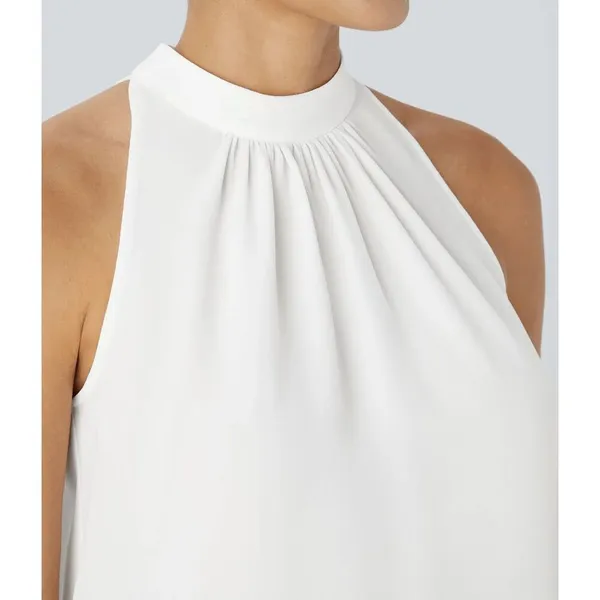Halara High Neck Ivory Chiffon Lightweight Sleeveless Blouse Top‎ M NWT - Image 10