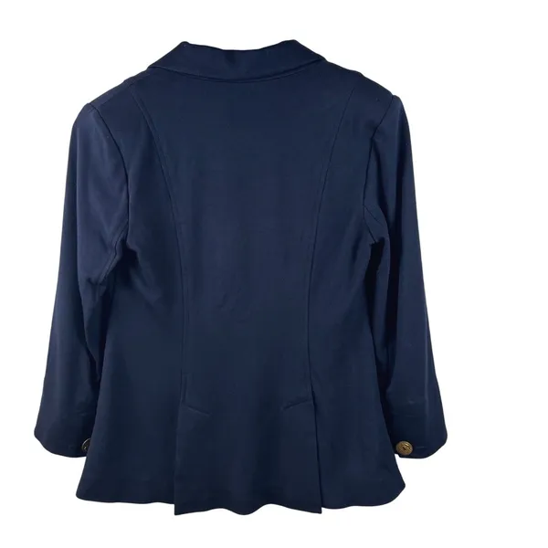 Cabi Size‎ 4 Navy Blue Double Breasted Blazer Gold Anchor Buttons Professional - Image 3