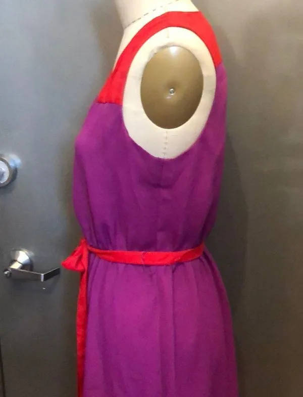 Loft Red and Fuschia color block dress size 8 - Image 2