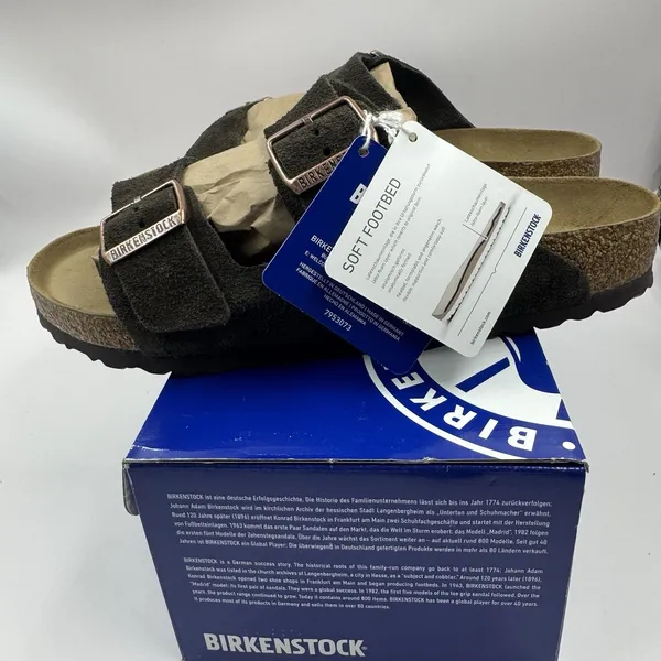 Birkenstock Arizona Mocca Brown Soft Footbed Suede Leather Women Sandals Size 10 - Image 8