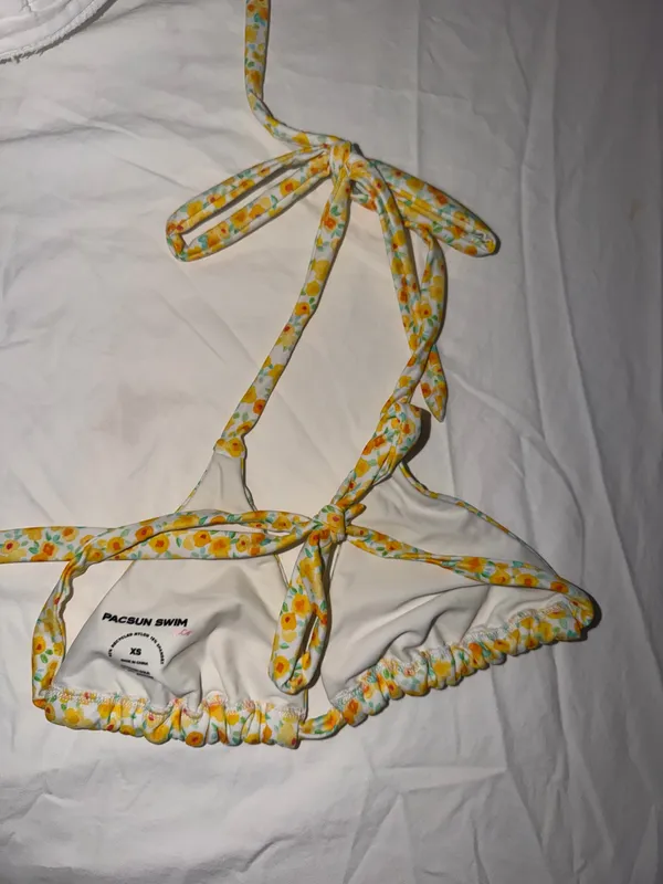 Pacsun Yellow Floral Triangle Bikini Top - Image 2